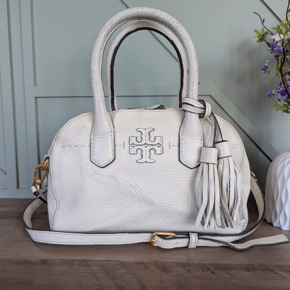 Tory Burch McGraw Small Satchel, an elegant pebbled leather  Crossbody bag - Picture 2 of 15